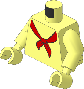 Minifig Torso with Arms and Hands with Red Scarf Pattern