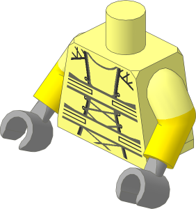 Minifig Torso with Dual Mould Arms and Hands with Dark Bluish Grey and Silver Harness Pattern