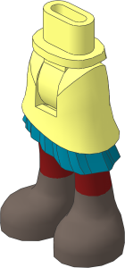 Figure Friends Hips and Legs with Asymmetrical Layered Skirt with Gold Ruffle, Dark Red Legs and Dark Brown Boots Pattern