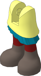 Figure Friends Legs with Asymmetrical Layered Skirt with Gold Ruffle, Dark Red Legs and Dark Brown Boots Pattern