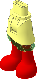 Figure Friends Hips and Legs with Asymmetrical Layered Skirt with Bright Light Yellow Ruffle and Medium Nougat Legs Pattern