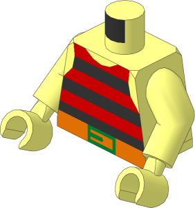 Minifig Torso with Arms and Hands with Pirate Stripes Red/Black Pattern