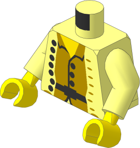 Minifig Torso with Arms and Hands with Pirate Open Jacket over Brown Vest Pattern