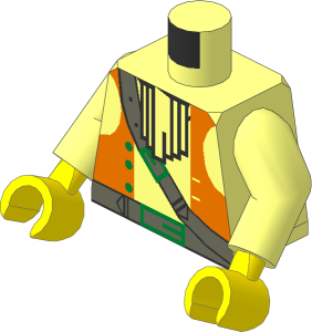 Minifig Torso with Arms and Hands with Brown Vest, Ascot and Belt Pattern