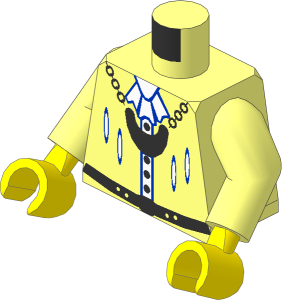 Minifig Torso with Arms and Hands with Medallion, Belt and Silver Buttons Pattern