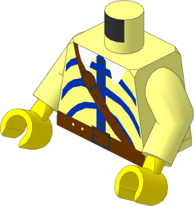 Minifig Torso with Arms and Hands with Striped Shirt and Silver Buttons Pattern
