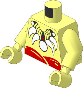 Minifig Torso with Arms and Hands with Red Loincloth and White Bone Necklace Pattern
