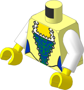Minifig Torso with Arms and Hands with Female Pirate Corset with Gold and Blue Pattern