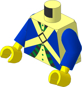 Minifig Torso with Arms and Hands with Blue Imperial Guard Pattern