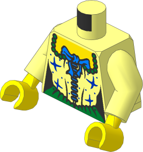 Minifig Torso with Arms and Hands with Female Pirate Corset and Light Blue Ribbon Pattern