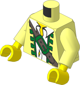 Minifig Torso with Arms and Hands with Pirate Jacket, Torn White Shirt, Big Belt Buckle Pattern