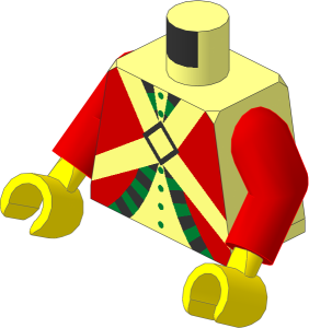 Minifig Torso with Arms and Hands with Red Imperial Guard Pattern