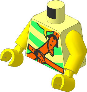 Minifig Torso with Arms and Hands with Green Stripes and Leather Strap Pattern