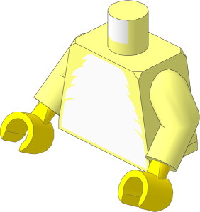 Minifig Torso with Arms and Hands with White Fur Pattern