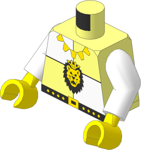 Minifig Torso with Arms and Hands with Royal Knights Lion Head & Neck-Chain Pattern