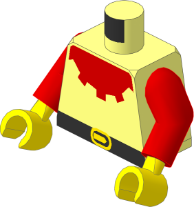 Minifig Torso with Arms and Hands with Forestman Red Collar Pattern