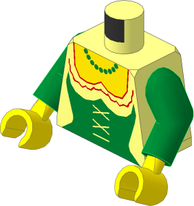 Minifig Torso with Arms and Hands with Green Castle Bodice Pattern