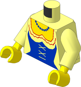 Minifig Torso with Arms and Hands with Blue Castle Bodice Pattern