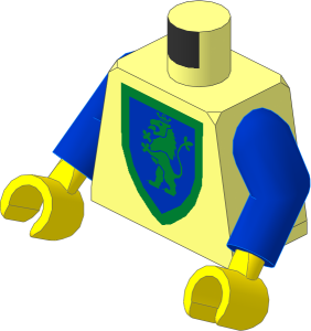 Minifig Torso with Arms and Hands with Lion Gold on Blue Shield Pattern