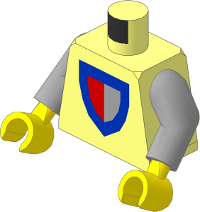 Minifig Torso with Arms and Hands with Castle Red/Grey Pattern