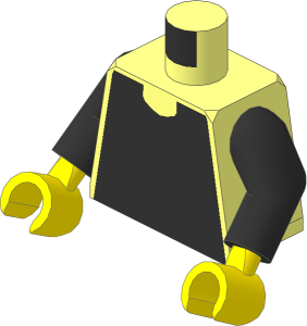 Minifig Torso with Black Arms and Hands with Castle Chainmail Pattern