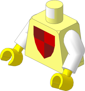Minifig Torso with Arms and Hands with Maroon/Red Quarters Shield Pattern
