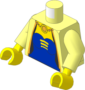 Minifig Torso with Arms and Hands with Castle Bodice and Cloak Pattern