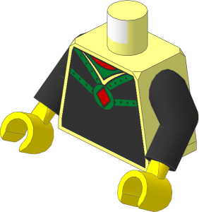 Minifig Torso with Arms and Hands with Scale Mail and Red Diamond Amulet Pattern