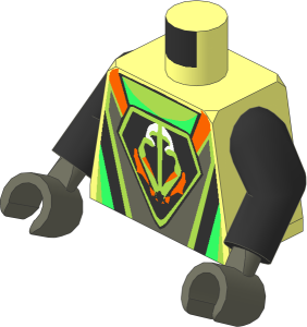 Minifig Torso with Arms and Hands with UFO Alien Triangular Insignia Pattern