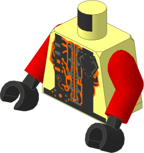 Minifig Torso with Arms and Hands with UFO Alien Orange and Silver Pattern