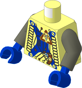 Minifig Torso with Arms and Hands with Insectoids with Blue X under Circuits Pattern