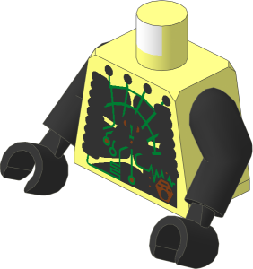 Minifig Torso with Arms and Hands with Insectoids with Green Circuitry & Silver Hose on Sides Pattern