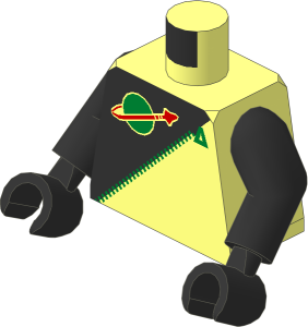 Minifig Torso with Arms and Black Hands with Black Futuron Pattern
