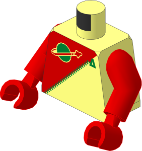 Minifig Torso with Arms and Hands with Red Futuron Pattern