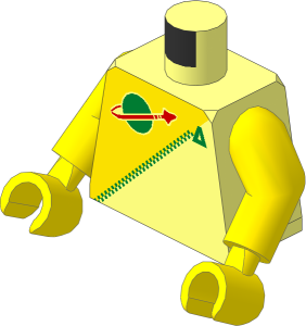 Minifig Torso with Arms and Hands with Yellow Futuron Pattern