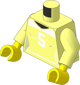 Minifig Torso with Arms and Hands with Female Shirt and White Number 5 Pattern