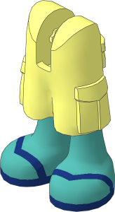 Figure Friends with Cargo Pants with Medium Tan Legs and Dark Blue V-Shaped Straps Sandals Pattern