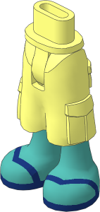 Figure Friends Hips and Legs with Cargo Pants with Medium Tan Legs and Dark Blue V-Shaped Straps Sandals Pattern