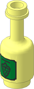 Minifig Bottle  1 x  1 x  2 Cylindrical with Grape on Gold Background Label Pattern