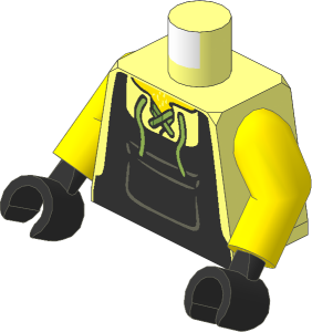 Minifig Torso with Arms and Hands with Apron and Lace Shirt Pattern