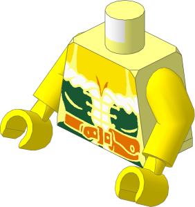 Minifig Torso with Arms and Hands with Female Dark Green Corset with Leather Belt Pattern
