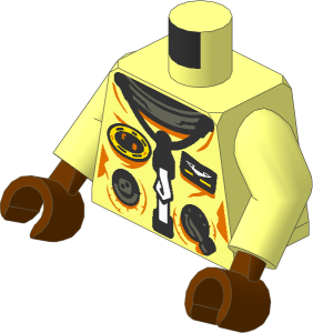 Minifig Torso with Arms and Hands with Spacesuit with Front Strap, Badges and Ports Pattern