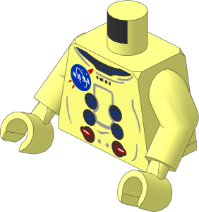 Minifig Torso with Arms and Hands with Space Suit and NASA Logo Pattern