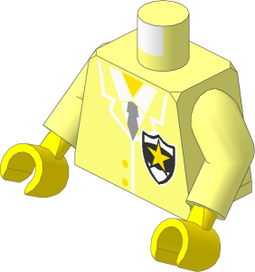 Minifig Torso with Arms and Hands with Jacket, Tie and Police Badge Yellow Star Pattern