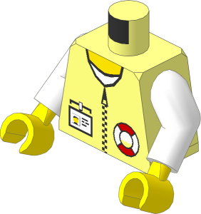 Minifig Torso with Arms and Hands with Lifebelt Logo and ID Card Pattern