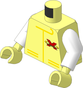 Minifig Torso with White Arms and Hands with Extreme Team Jacket Logo Pattern