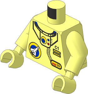 Minifig Torso with Arms and Hands with Space Port Logo, Tube and 'C1' Pattern