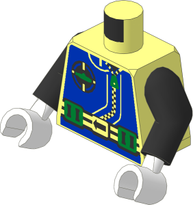 Minifig Torso with Arms and Hands with Aquanaut Sub Logo, Zipper, and Weight Belt Pattern