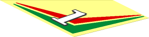 Sticker  2.9 x  4.8 Trapezoid with Number  1 on Red and Green Chevrons Left