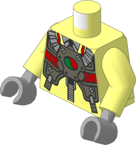 Minifig Torso with Arms and Hands with Business Suit and Tie, Breathing Apparatus and Octan Logo Pattern